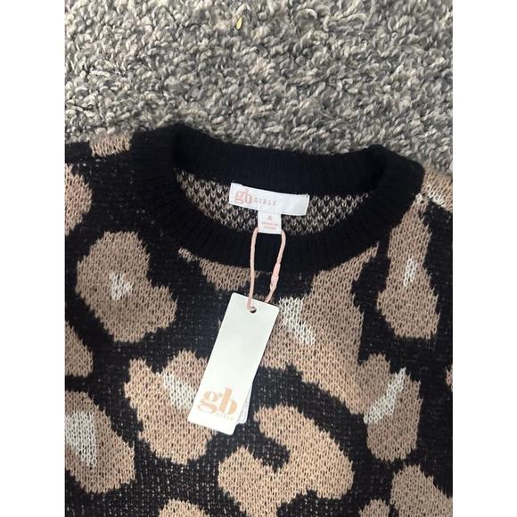 GB Girls Sweater Size 4T Animal Print Leopard Gianni Bini - Picture 2 of 4